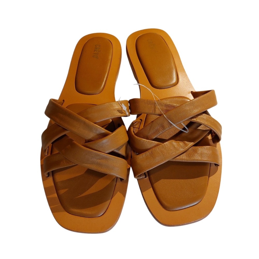 Crevo Busy Slide Sandal Chic Tan Leather Women's Sandals NWOT Size 11